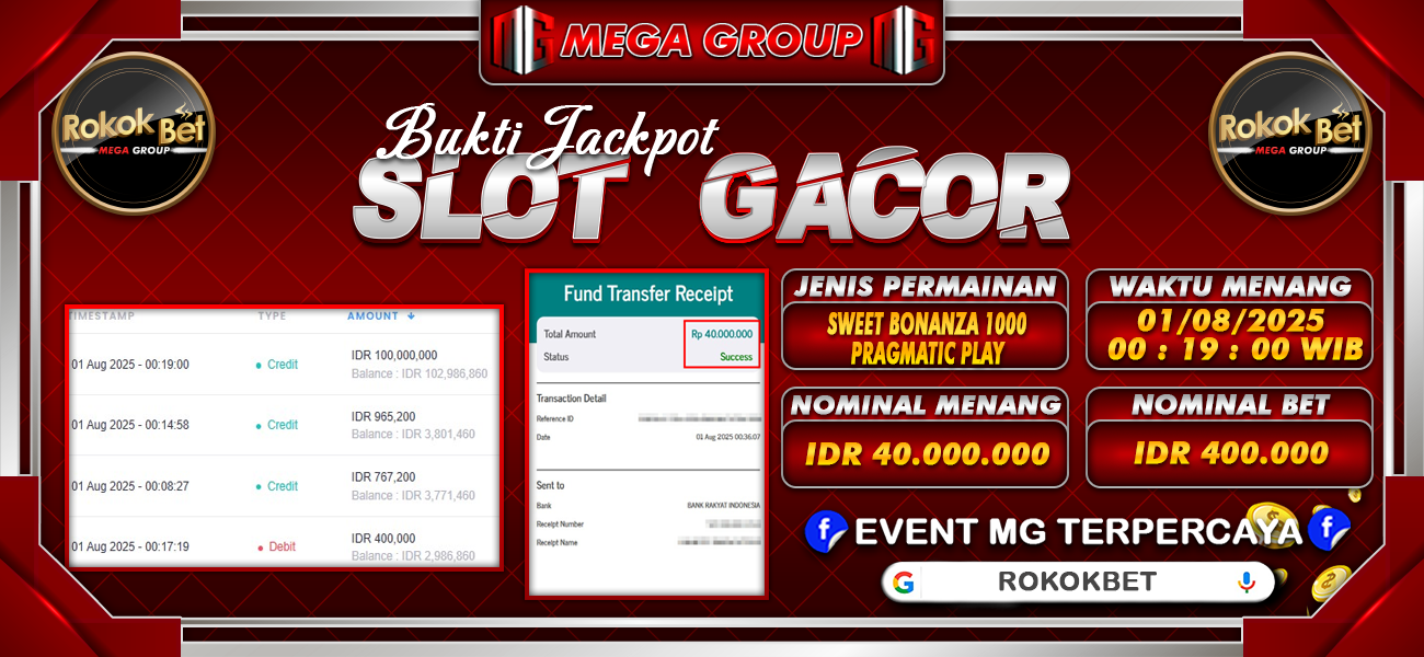 Bukti JP situs Rokokbet hari Jumat, 01 Agustus 2025