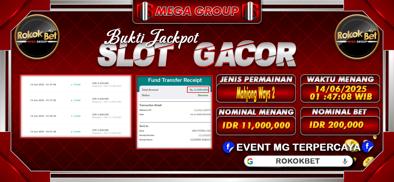 Bukti JP situs Rokokbet hari Sabtu, 14 Juni 2025