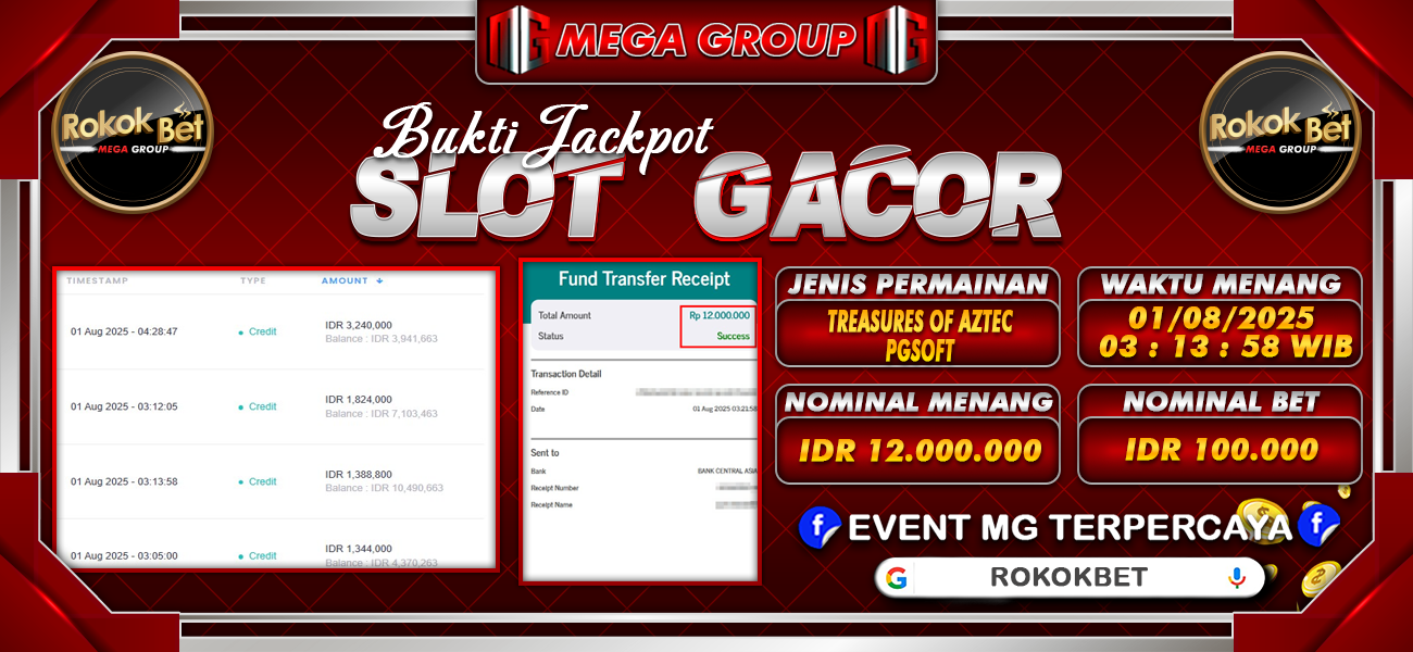 Bukti JP situs Rokokbet hari Jumat, 01 Agustus 2025