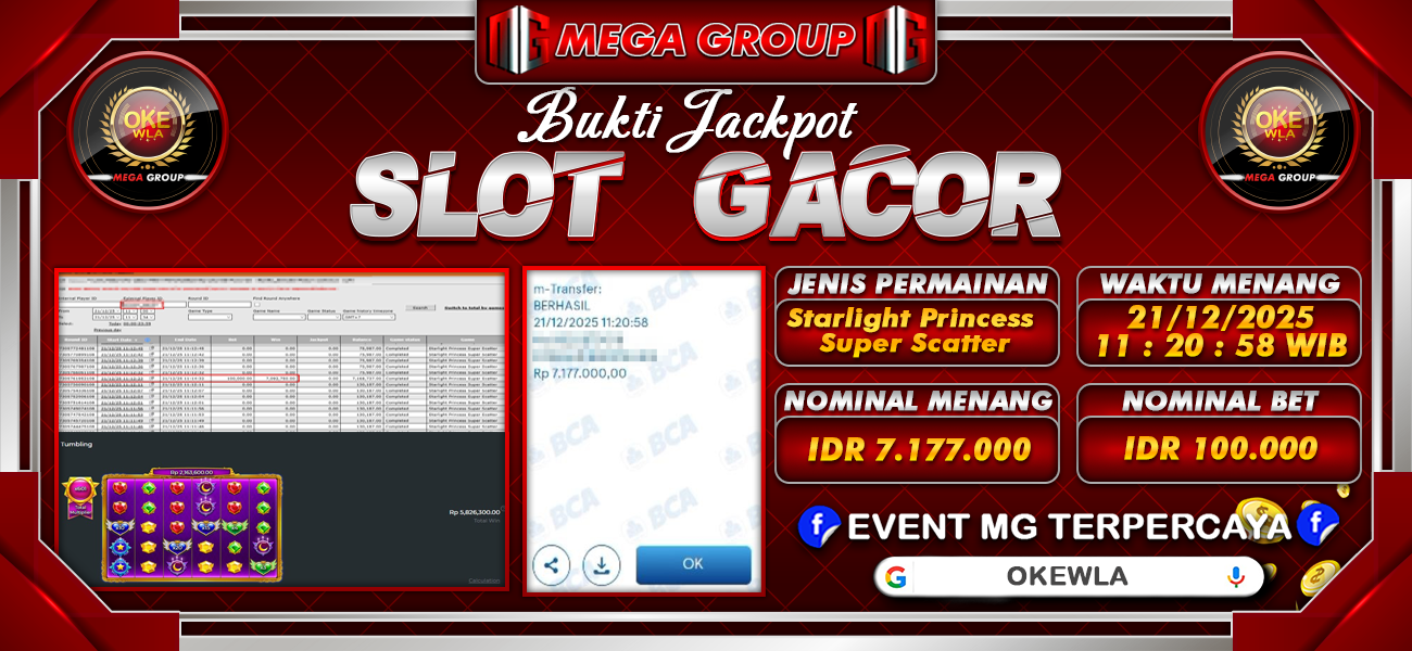 Bukti JP situs Okewla hari Minggu, 21 Desember 2025