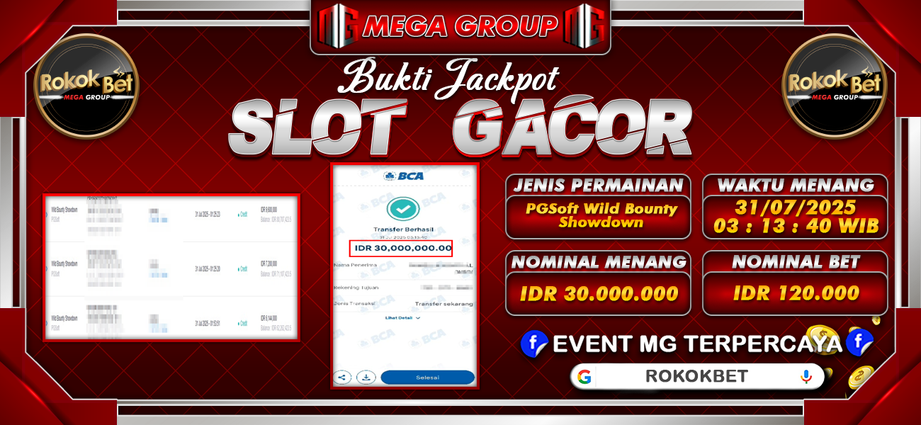 Bukti JP situs Rokokbet hari Kamis, 31 Juli 2025