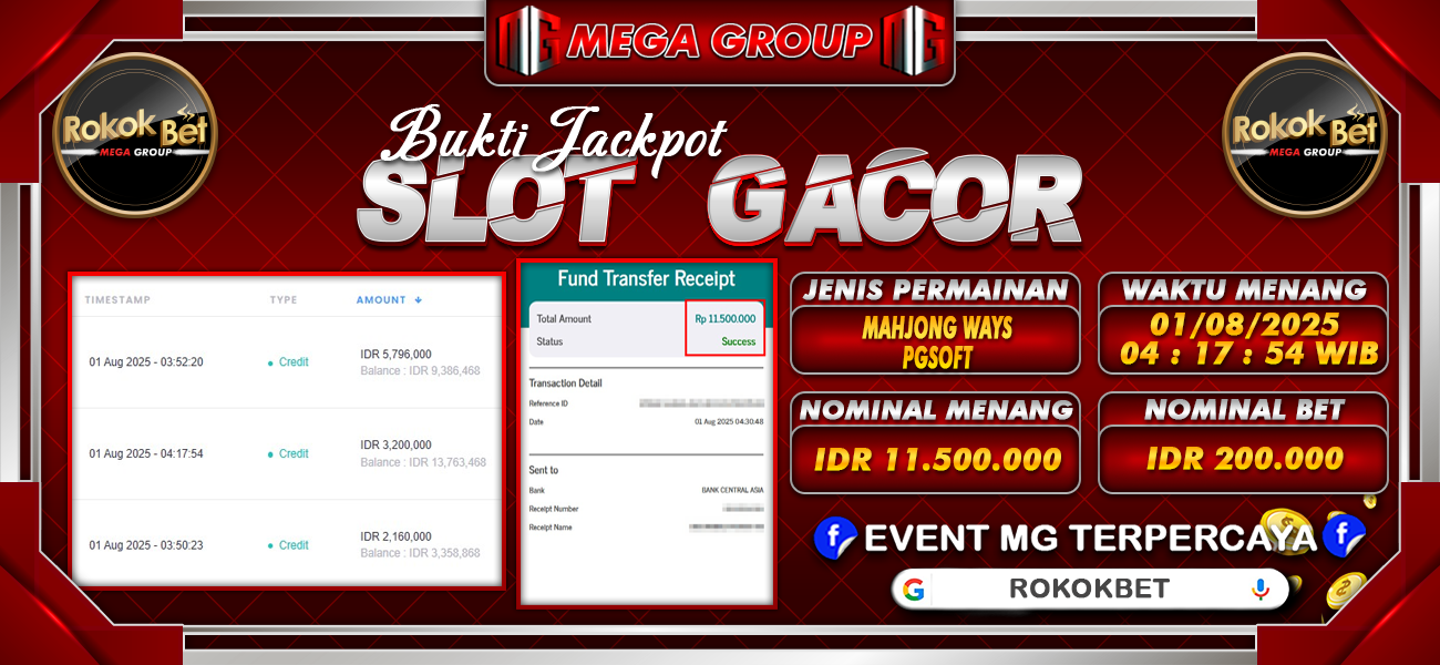 Bukti JP situs Rokokbet hari Jumat, 01 Agustus 2025