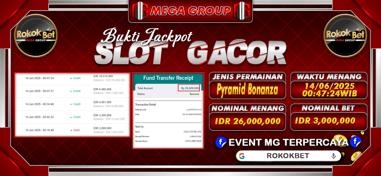 Bukti JP situs Rokokbet hari Sabtu, 14 Juni 2025