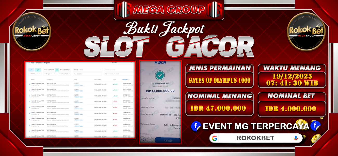 Bukti JP situs Rokokbet hari Jumat, 19 Desember 2025