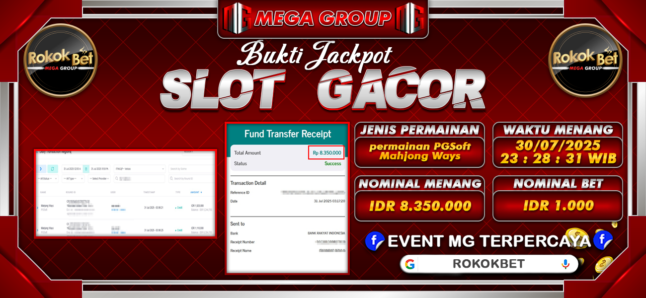 Bukti JP situs Rokokbet hari Kamis, 31 Juli 2025