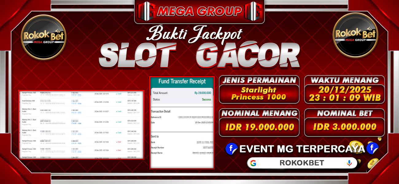 Bukti JP situs Rokokbet hari Sabtu, 20 Desember 2025