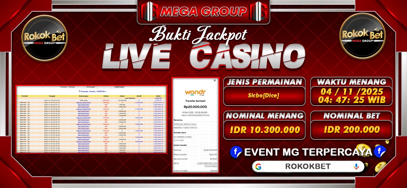 Bukti JP situs Rokokbet hari Selasa, 04 November 2025