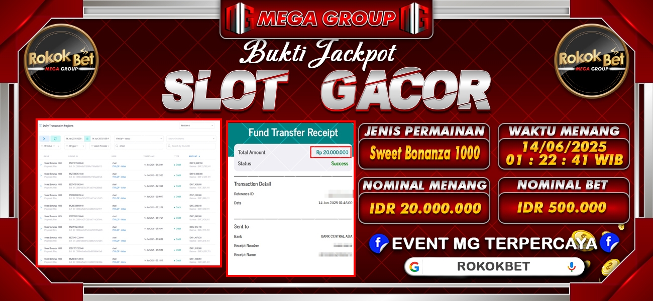 Bukti JP situs Rokokbet hari Sabtu, 14 Juni 2025